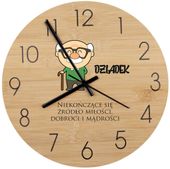 Bambusowy ZEGAR ścienny nadruk personalizowany prezent na DZIEŃ DZIADKA