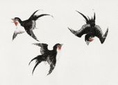 Plakat 18x13cm Birds, Hokusai Japoński Vintage do Salonu