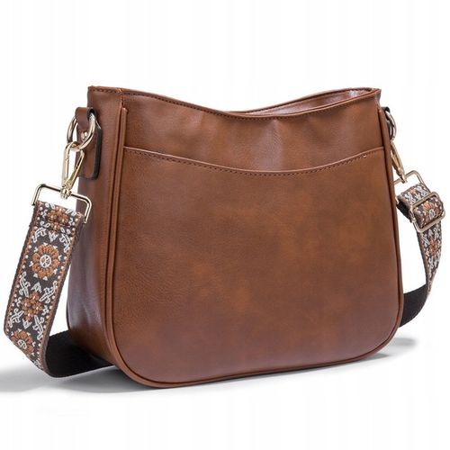 Torebka Damska BRĄZOWA Elegancka Pojemna na Ramię Pasek Brązowy na Arena.pl