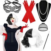 STRÓJ PRZEBRANIE DAMSKIE CRUELLA DE MON KOSTIUM FILMOWY 6el HALLOWEEN