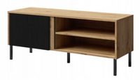 Nowoczesna Szafka RTV Dąb Odwieczny + Czarny 120 cm ZUZIA JR - 2 Kolory