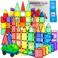KLOCKI MAGNETYCZNE 3D konstrukcyjne DUŻE Zestaw XXL 100 el. Magnetic Tiles