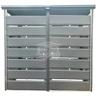 Wiata śmietnikowa 2x1m 2x drzwi zabudowana panelami dach spad w tył GP585