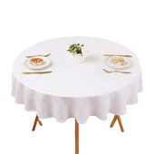 Obrus Wodoodporny Zmywalny Żakardowy Okrągły 140 cm Biały Plamoodporny