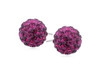 Kolczyki kulki kryształki fuksja Swarovski 12mm shamballa discoball srebro 925 CRH0008E10
