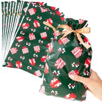 Worki  Torebki Na Prezenty, Foliowe Woreczki, Mikołajki, Świąteczne,  10Szt
