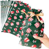 Worki  Torebki Na Prezenty, Foliowe Woreczki, Mikołajki, Świąteczne,  10Szt