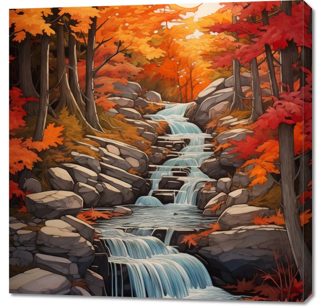 Obraz 90x90cm Jesienne Wodospady zdjęcie 1