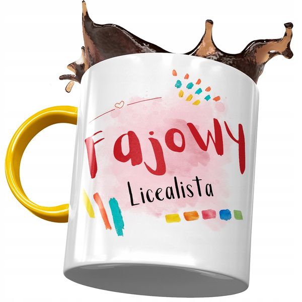 Kubek Żółty Dla Licealisty Fajowy Licealista Z Nadrukiem Ze Zdjęciem zdjęcie 1