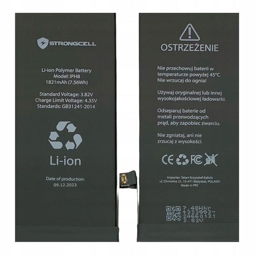 Bateria do iPhone 8 A1863 A1905 A1906 STRONGCELL ŚWIEŻA na Arena.pl