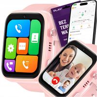 SMARTWATCH DLA DZIECI ZEGAREK SIM GPS POLSKI RÓŻOWY TELEFON APARAT GRY 4G