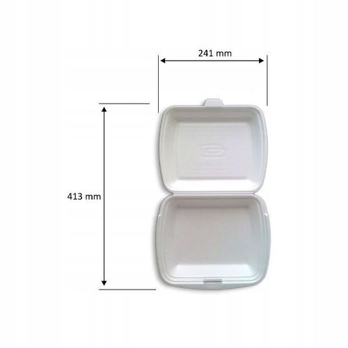 Styropianowy Pojemnik Opakowanie Jednorazowe Obiadowy Niedzielony Biały na Arena.pl