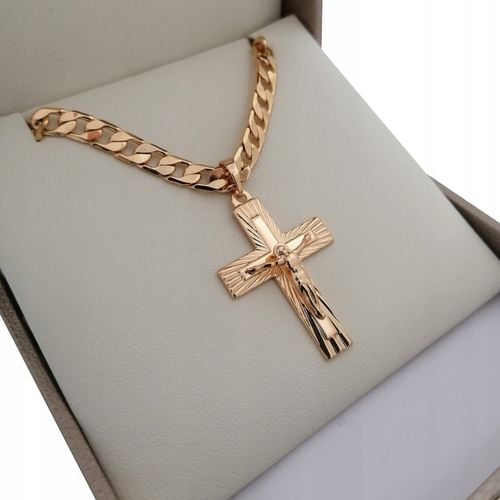 ZŁOTY ŁAŃCUSZEK MĘSKI PANCERKA+KRZYŻYK 18K 55CM PREZENT DLA NIEGO + GRATISY na Arena.pl