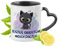 Kot Kotek Kotki Kubek Czarny Z Uszkiem W Kształcie Serca Na Prezent
