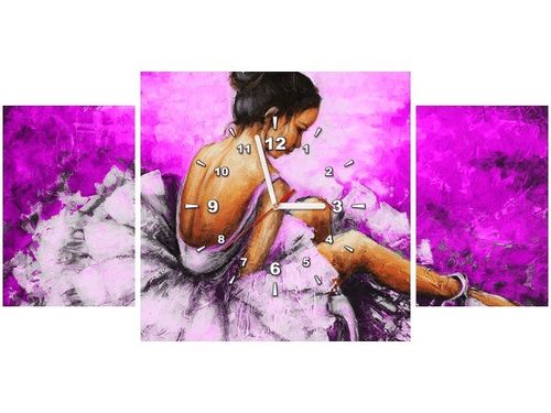 80X40CM ZEGAR ZEGAR ŚCIENNY OBRAZ BALETNICA FIOLETOWYM TLE OBRAZ na Arena.pl