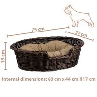 Poppy WIKLINOWE OWALNE LEGOWISKO DLA ZWIERZĄT KOSZ DLA PSA 75X57 H19 / ROZMIAR WEWNĘTRZNY 60X44 H17 CM