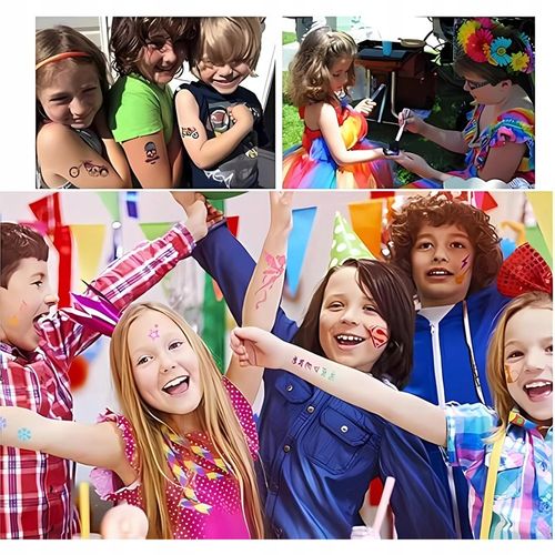 ZESTAW DO ROBIENIA TATUAŻY BROKATOWYCH SZABLONY ZMYWALNE BROKATY DLA DZIECI na Arena.pl