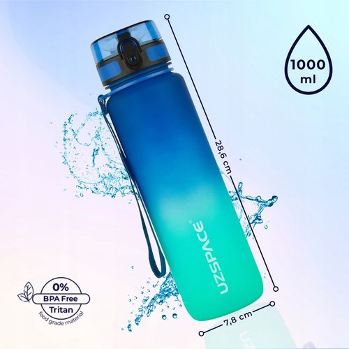 BUTELKA NA WODĘ 1L TRITAN Bidon z miarką motywacyjną niebiesko-turkusowy na Arena.pl