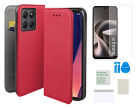 Etui z klapką do MOTOROLA MOTO G37 czerwony case obudowa + folia ochronna