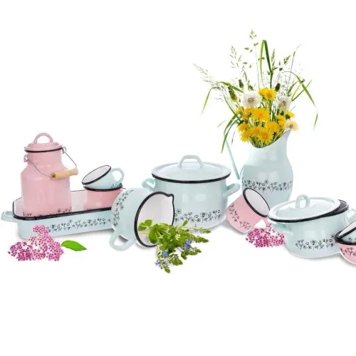 Kubek garnuszek emaliowany retro 0,4 l kwiaty na Arena.pl