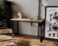 Emaga Biurko loft stolik dąb stal Fiemme 120 x 50 czarny