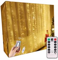 KURTYNA ŚWIETLNA 3X3M LAMPKI 300LED CIEPŁY BIAŁY 8 PROGRAMÓW PILOT +HACZYKI