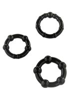 Trzy Czarne Żelowe Opaski Erekcyjne Na Penisa - Stay Hard Black