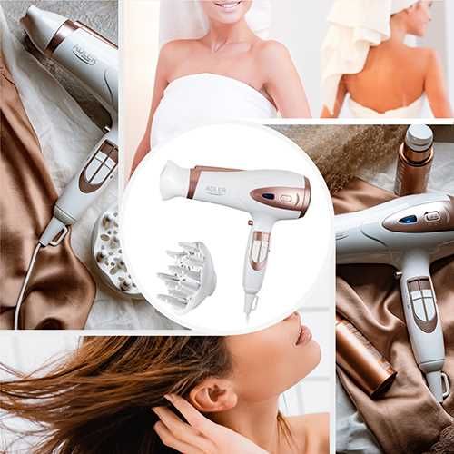 suszarka do włosów biała 2200w ion + dyfuzor adler ad 2248 na Arena.pl