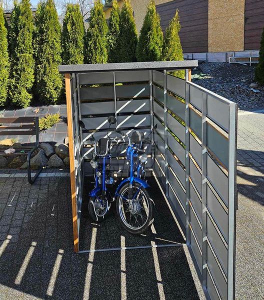 Wiata śmietnikowa 1,2x2 m Antracyt + złoty dąb - pad tył GP356 zdjęcie 5