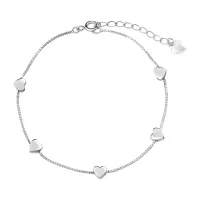 srebrna regulowana bransoletka z serduszkami - bsc5823