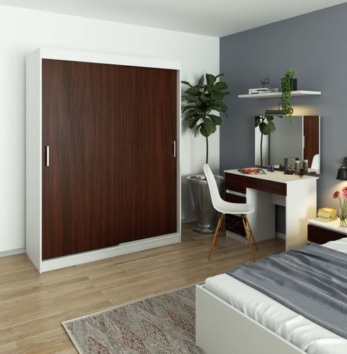 SZAFA PRZESUWNA 150 cm CLP MONO BIAŁA/WENGE na Arena.pl