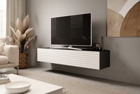 Nowoczesna Szafka RTV Wisząca 160 cm Czarny + Biały KM