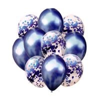 zestaw balonów metalicznych granatowych i konfetti 33 cm, 10 sztuk bcs-693