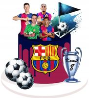 Wydruk CUKROWY na tort FC BARCELONA LEWANDOWSKI YAMAL piłka zestaw POSTACI