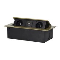 gniazdo wpuszczane w blat 2x2p+z, 2xusb płaski rant mosiądz - on-13109/br