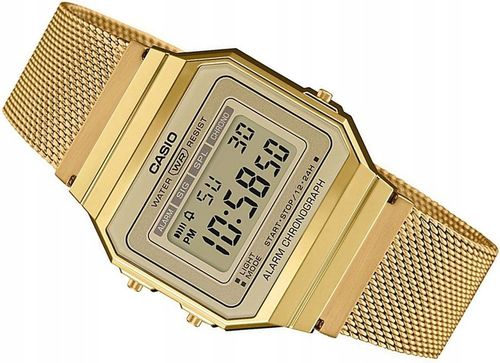 MODNY ZŁOTY ZEGAREK CASIO VINTAGE DIGITAL A700WEMG-9AEF RETRO GOLD MESH na Arena.pl