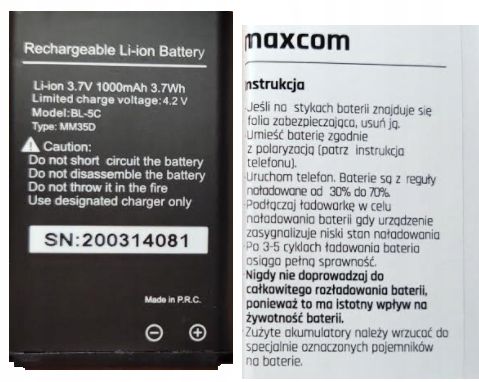 ORYGINALNA NOWA BATERIA MAXCOM MM35D 35d na Arena.pl