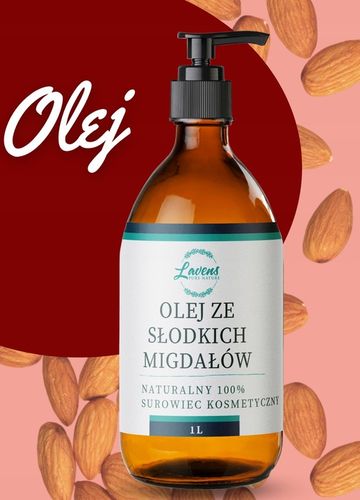 Olej Ze Słodkich Migdałów 1L Migdałowy Dozownik Do Masażu ciało włosy twarz na Arena.pl