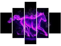 70 100CM OBRAZ 5 ELEM FIOLETOWY MUSTANG DRUK PŁÓTNO