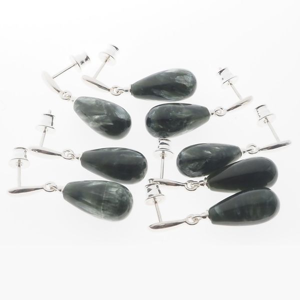 Kolczyki - Serafinit kropla w srebrze zdjęcie 3