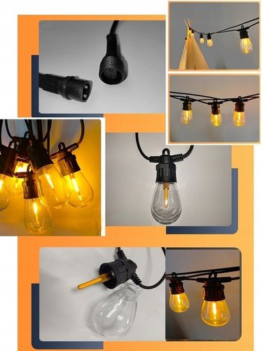 GIRLANDA SOLARNA lampki ogrodowe ŻARÓWKI duże LED na Arena.pl