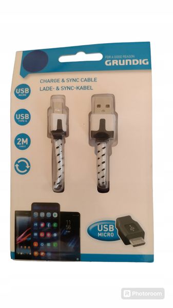 kabel grundig usb - microusb typ b 2 m biały zdjęcie 4