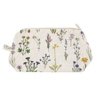 Kosmetyczka Lniana w Polne Kwiaty z Zamkiem 25x14x9 cm Naturalna