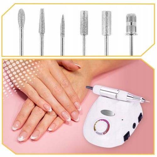 FREZARKA DO PAZNOKCI MANICURE PEDICURE PROFESJONALNA ZESTAW FREZÓW MOC 65W na Arena.pl