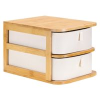 Navaris Make-Up Organizer Bambusowy z 2 Szufladami