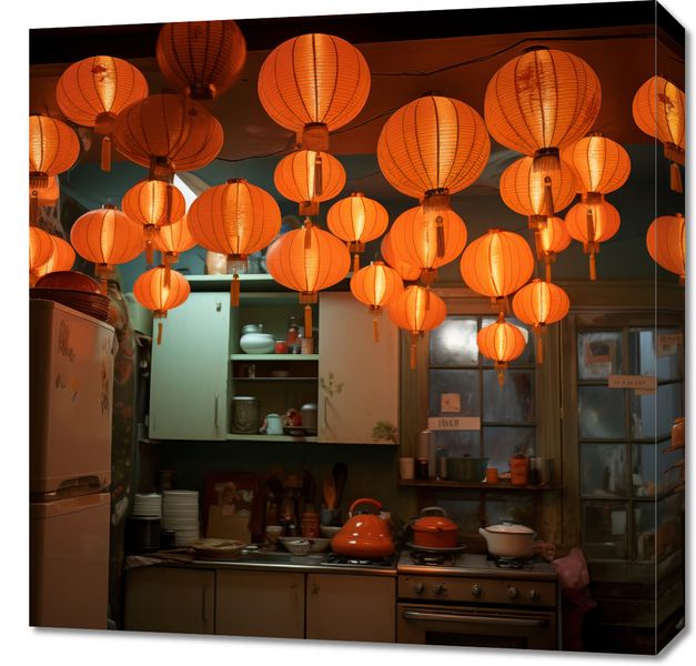 Obraz 60x60cm W Blasku Lampionów zdjęcie 1