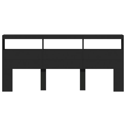 Zagłówek z półkami i oświetleniem LED, czarny, 220x17x102 cm na Arena.pl
