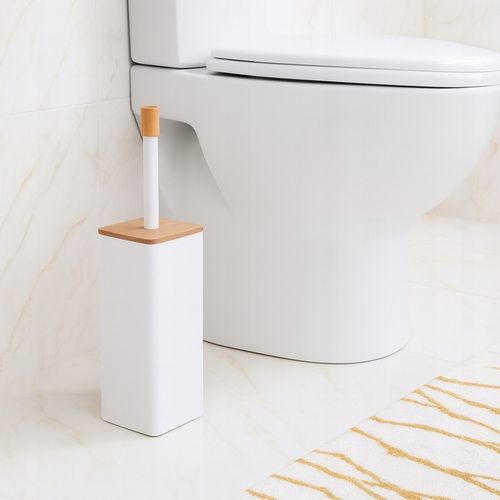 Szczotka do WC łazienki biała wysoka zamknięta z bambusem loft YOKA na Arena.pl