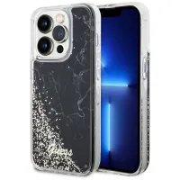 Etui Guess Liquid Glitter Marble na iPhone 14 Pro - czarne