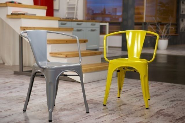 Krzesło Paris Arms szare inspirowane Tolix zdjęcie 3